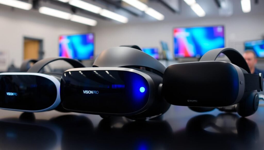 Gambar Apple Vision Pro dengan headset VR lainnya