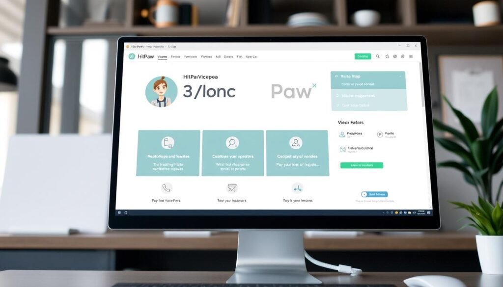 Gambar HitPaw VoicePea di layar komputer dengan antarmuka yang ramah pengguna